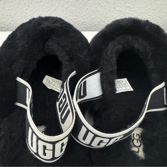 UGG Fluff Yeah Shearling Slingback Slide Slippers Black Size 10 - Picture 8 of 15